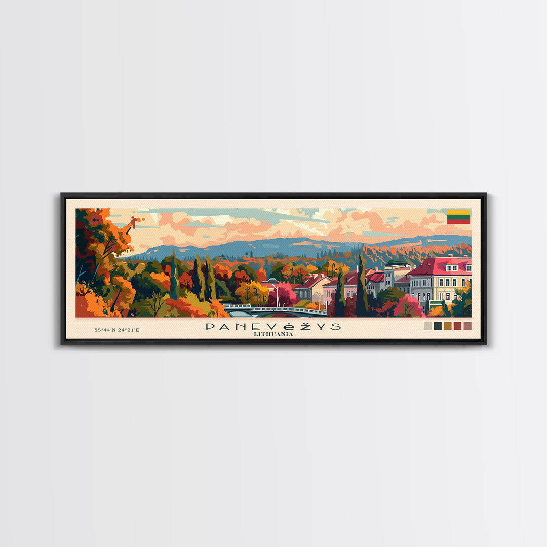 Panevys Lithuania Travel Print Wall Art, Panoramic City Art, Travel Art, Wall Decor, Vacation Gift, Framed Canvas Print Or Metal Art