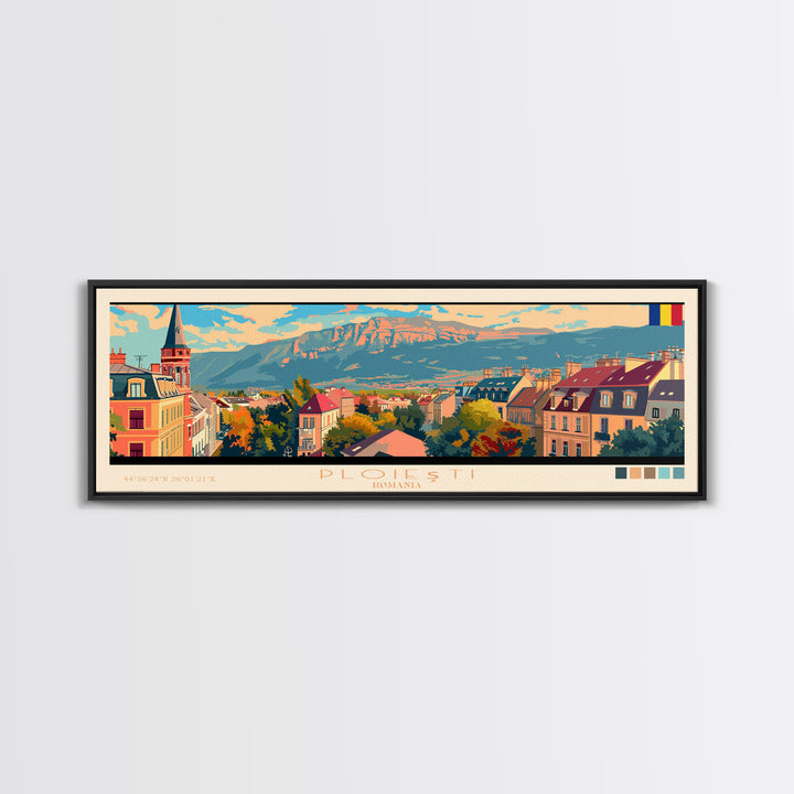 Ploiesti Romania Travel Print Wall Art, Panoramic City Art, Travel Art, Wall Decor, Vacation Gift, Framed Canvas Print Or Metal Art