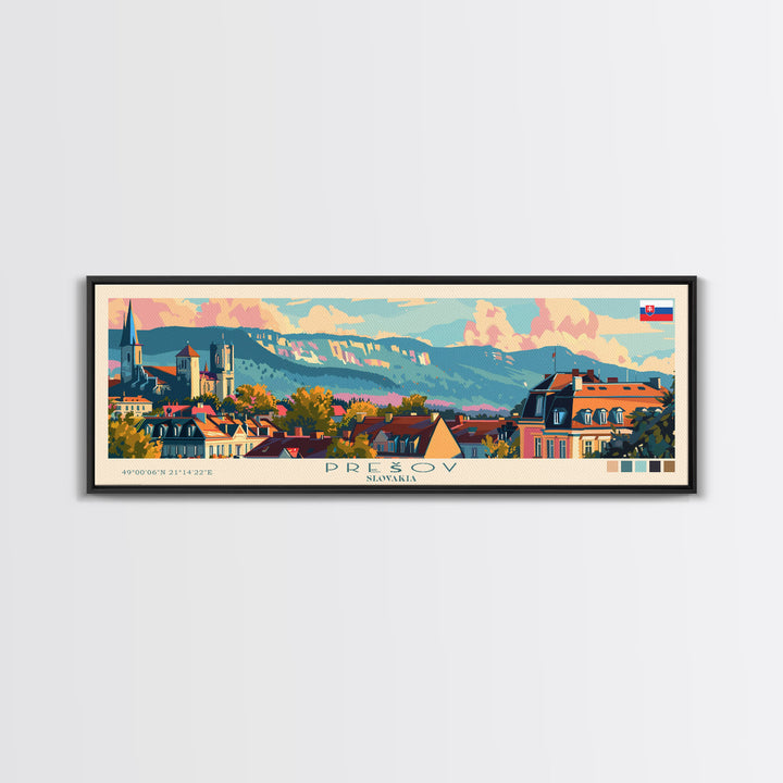 Prešov Slovakia Wall Art, Panoramic Travel Poster, Panoramic Framed Canvas Print, City Wall Art, Wall Hanging Home Decor, Travel Art