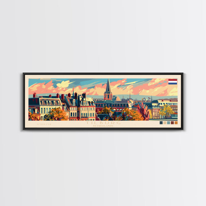 Tilburg Netherlands Wall Art, Panoramic Travel Poster, Panoramic Framed Canvas Print, City Wall Art, Wall Hanging Home Decor, Travel Art