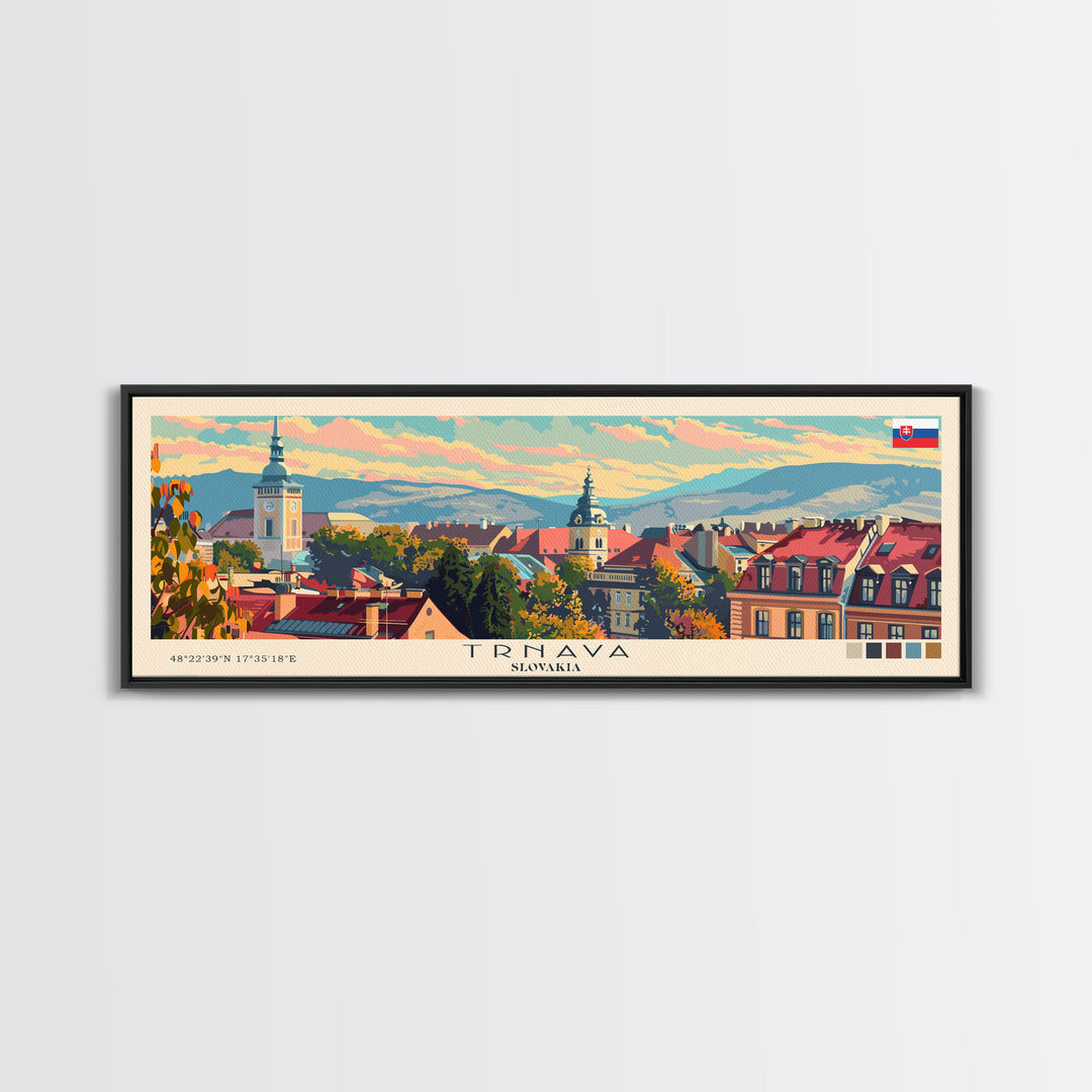 Trnava Slovakia Wall Art, Panoramic Travel Poster, Panoramic Framed Canvas Print, City Wall Art, Wall Hanging Home Decor, Travel Art