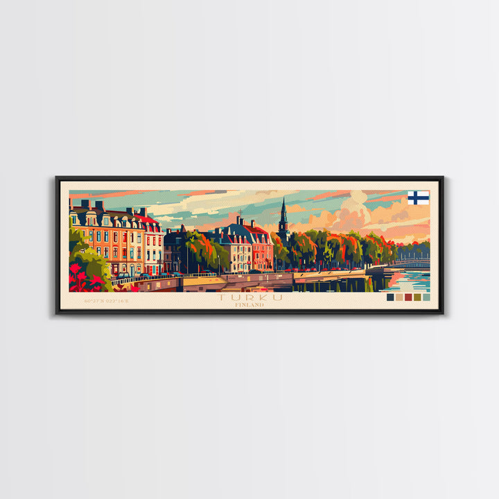 Turku Finland Wall Art, Panoramic Travel Poster, Panoramic Framed Canvas Print, City Wall Art, Wall Hanging Home Decor, Travel Art