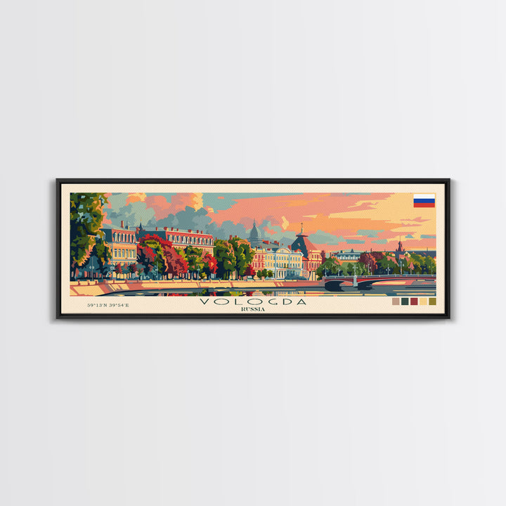 Vologda Russia Wall Art, Panoramic Travel Poster, Panoramic Framed Canvas Print, City Wall Art, Wall Hanging Home Decor, Travel Art