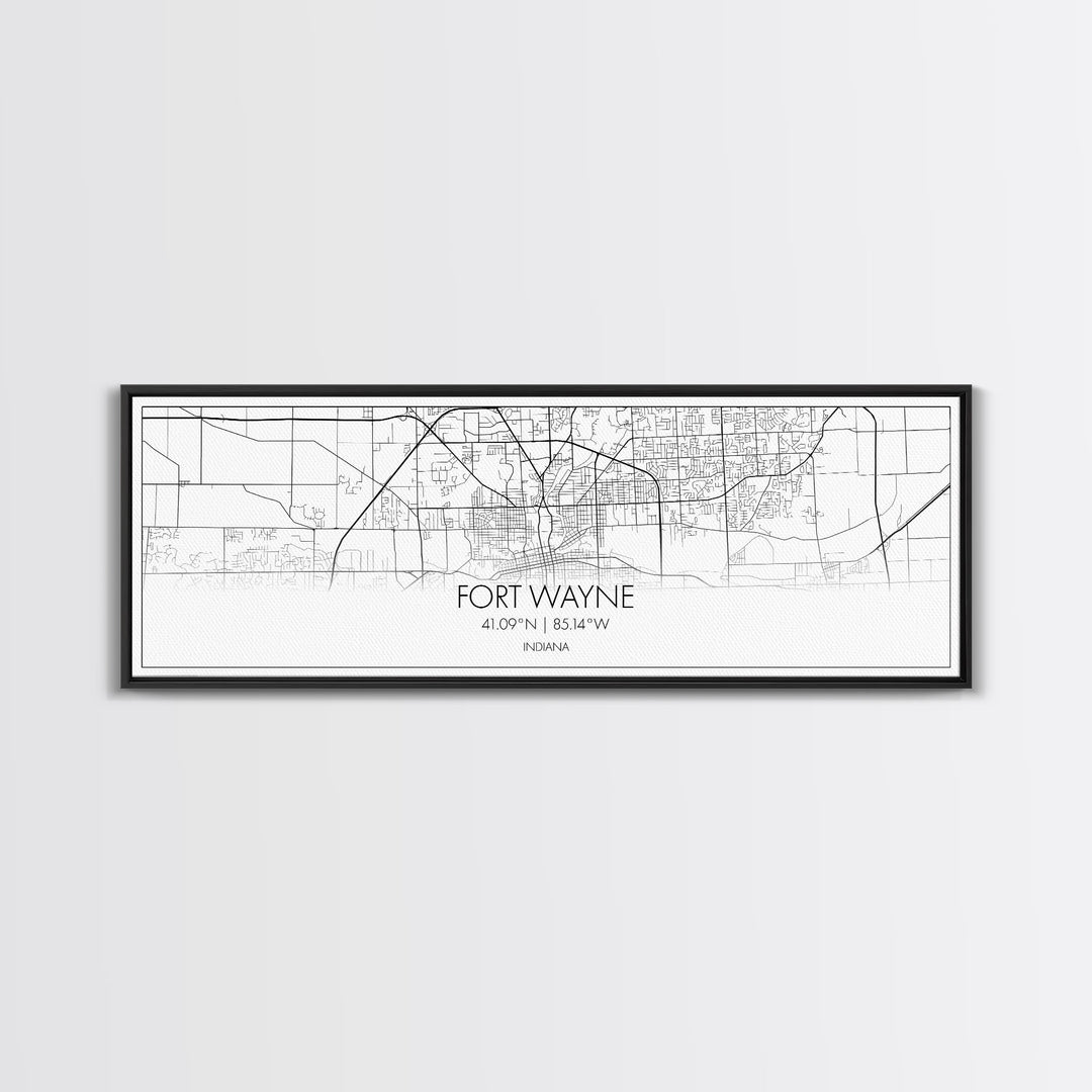 Panoramic Fort Wayne City Map, Indiana Art, Map Print, Minimalist Wall Art, Canvas Art, Housewarming Gift, Street Map Art, Closing Gift