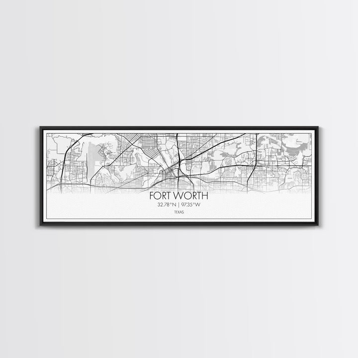 Panoramic Fort Worth City Map, Texas Art, Map Print, Minimalist Wall Art, Canvas Art, Housewarming Gift, Street Map Art, Closing Gift