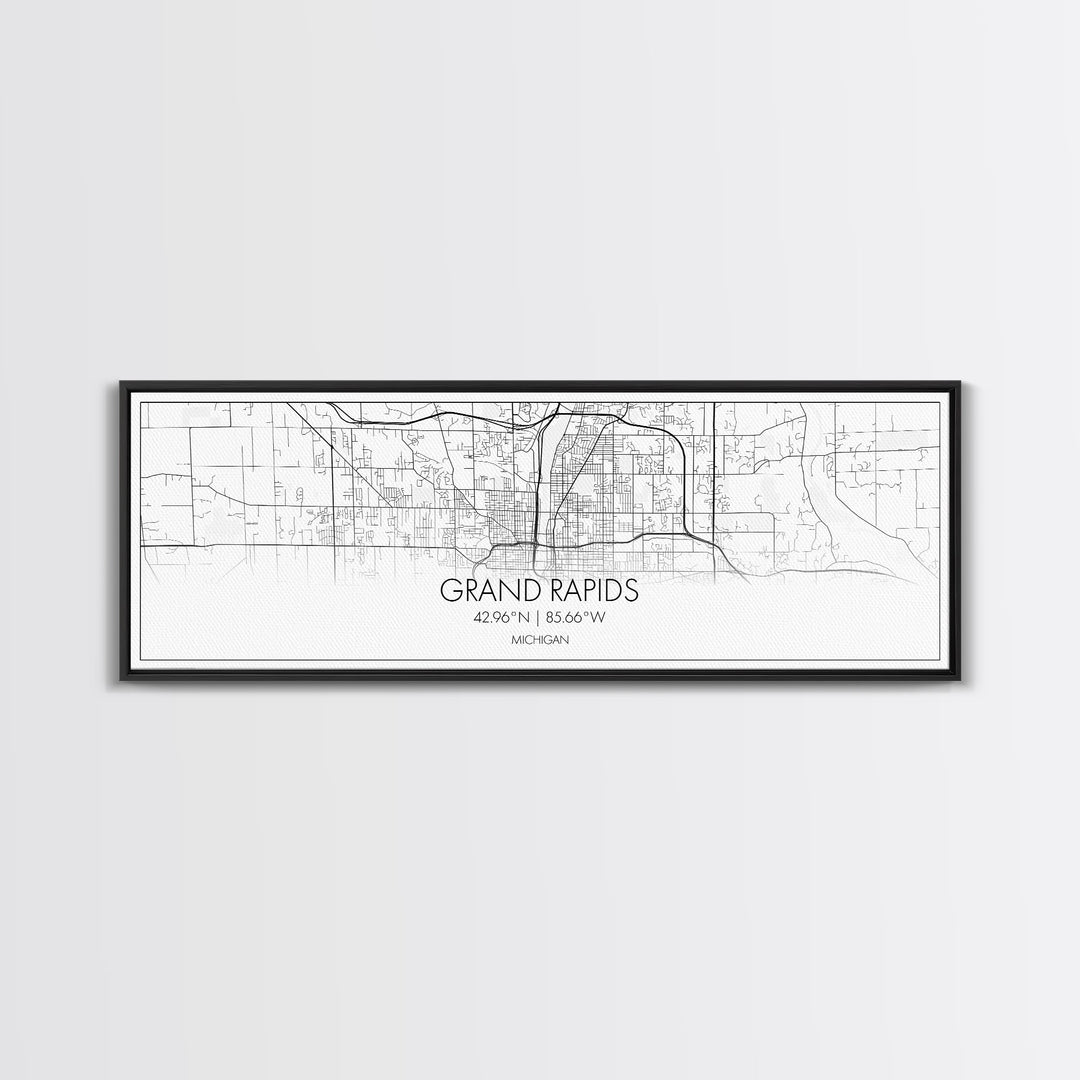 Panoramic Grand Rapids City Map, Michigan Art, Map Print, Minimalist Wall Art, Canvas Art, Housewarming Gift, Street Map Art, Closing Gift