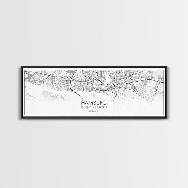 Panoramic Hamburg City Map, Germany Art, Map Print, Minimalist Wall Art, Canvas Art, Housewarming Gift, Street Map Art, Closing Gift