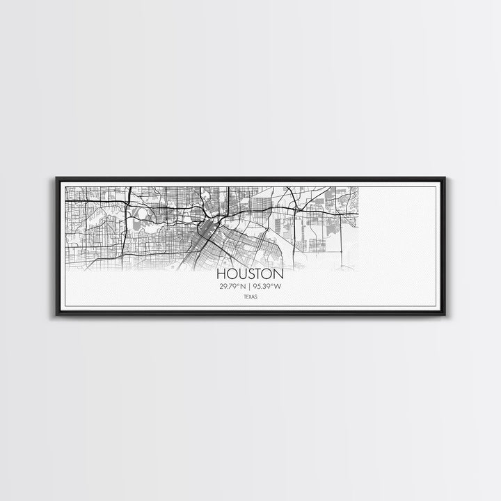 Panoramic Houston City Map, Texas Art, Map Print, Minimalist Wall Art, Canvas Art, Housewarming Gift, Street Map Art, Closing Gift