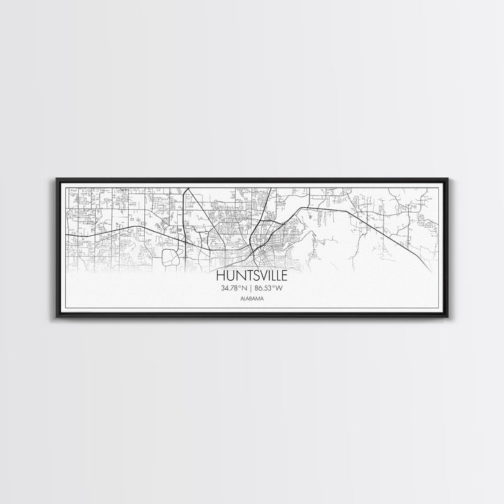 Panoramic Huntsville City Map, Alabama Art, Map Print, Minimalist Wall Art, Canvas Art, Housewarming Gift, Street Map Art, Closing Gift