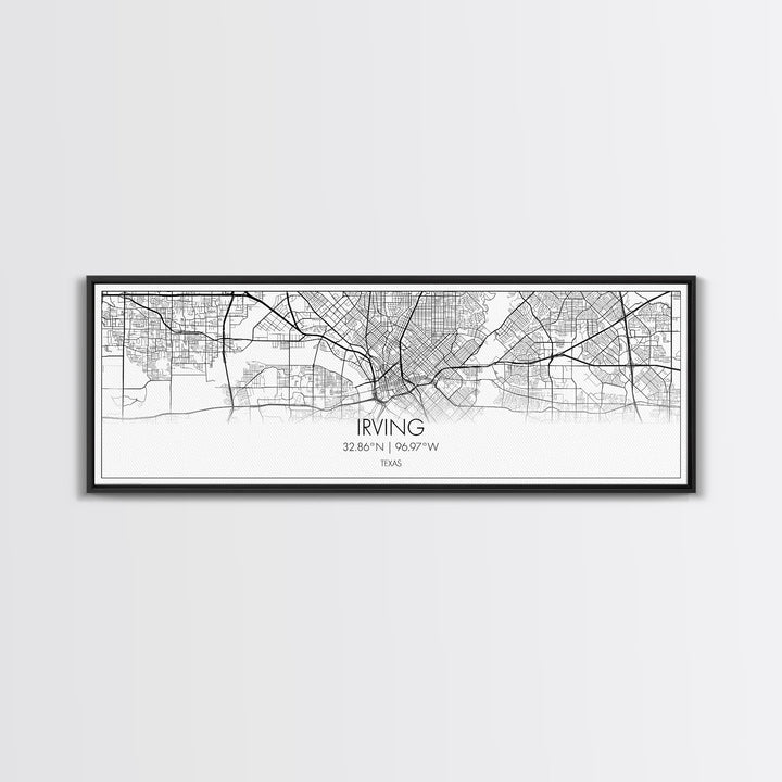 Panoramic Irving City Map, Texas Art, Map Print, Minimalist Wall Art, Canvas Art, Housewarming Gift, Street Map Art, Closing Gift