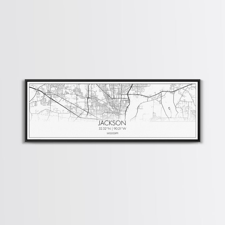 Panoramic Jackson City Map, Mississippi Art, Map Print, Minimalist Wall Art, Canvas Art, Housewarming Gift, Street Map Art, Closing Gift