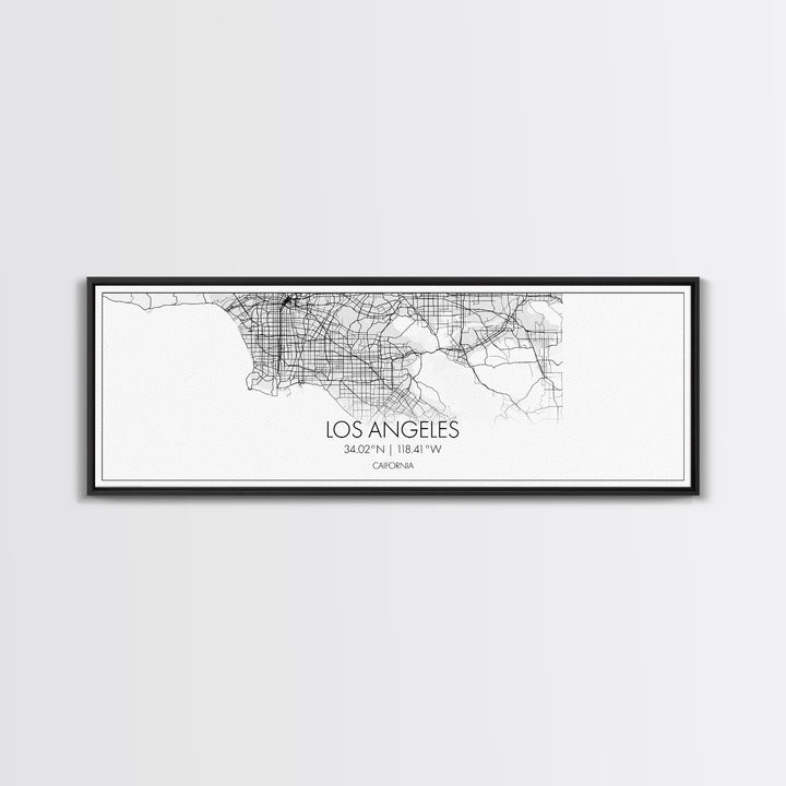 Panoramic Los Angeles City Map, California Art, Map Print, Minimalist Wall Art, Canvas Art, Housewarming Gift, Street Map Art, Closing Gift