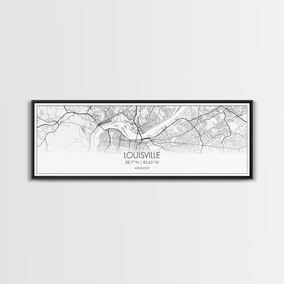 Panoramic Louisville City Map, Kentucky Art, Map Print, Minimalist Wall Art, Canvas Art, Housewarming Gift, Street Map Art, Closing Gift