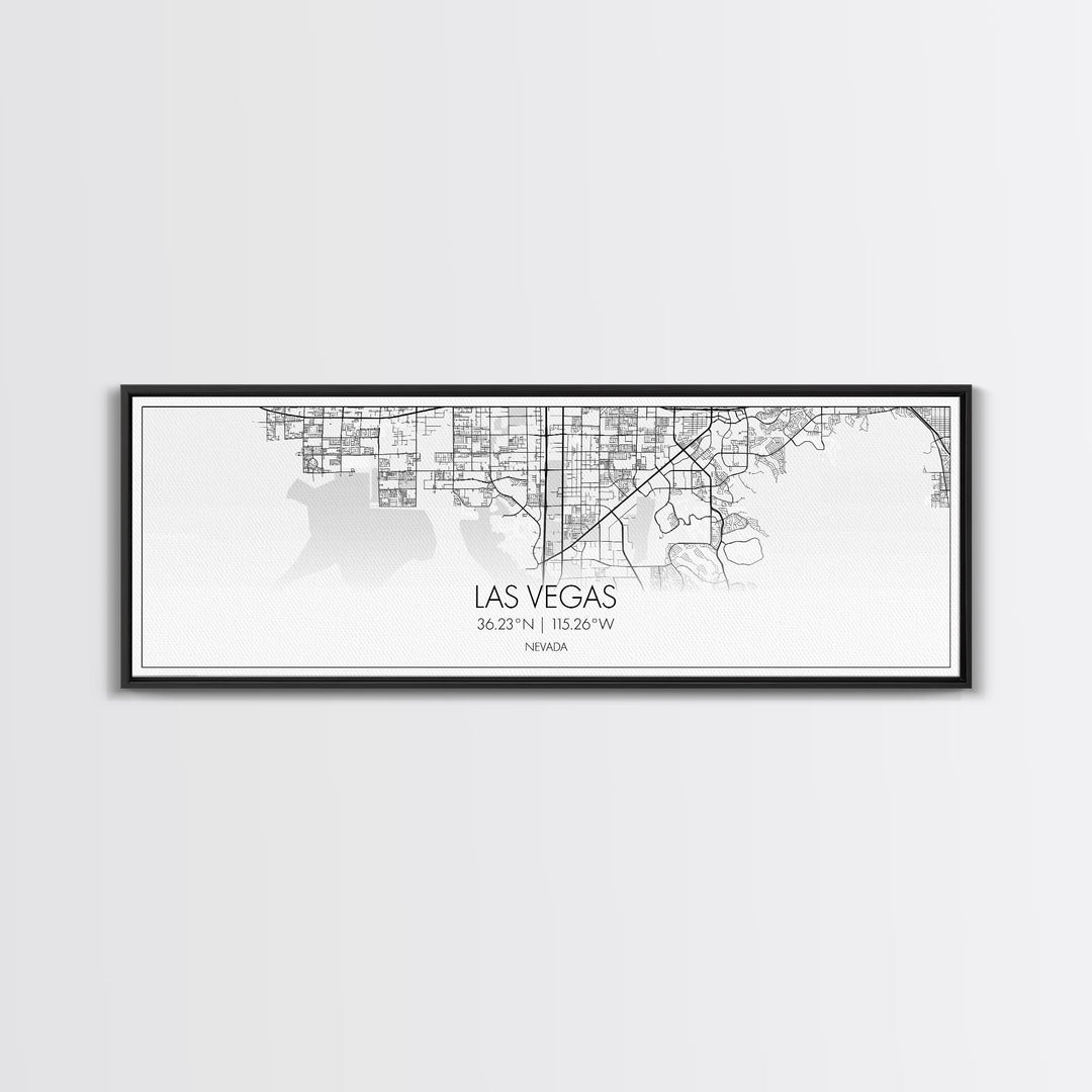 Panoramic Las Vegas  City Map, Nevada Art, Map Print, Minimalist Wall Art, Canvas Art, Housewarming Gift, Street Map Art, Closing Gift