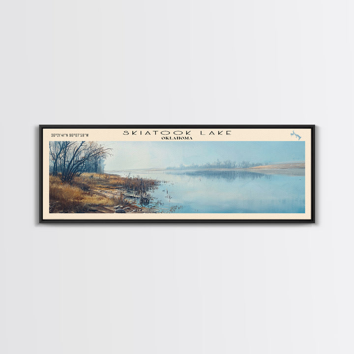 Skiatook Lake Oklahoma Panoramic Framed Canvas Print, Lake House Decor, Wall Art, Travel Poster, Beautiful Lake Scene, Bedroom Decor