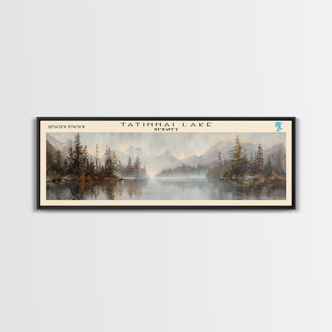 Tatinnai Lake Panoramic Wall Art, Framed Canvas Print, Lake House Decor, Travel Poster, Beautiful Lake Scene, Living Room Decor, Home Decoration