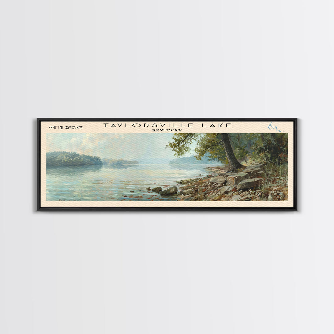 Taylorsville Lake Kentucky Panoramic Wall Art, Framed Canvas Print, Lake House Decor, Travel Poster, Scenic Lake Scene, Bedroom Decor, Wall Art