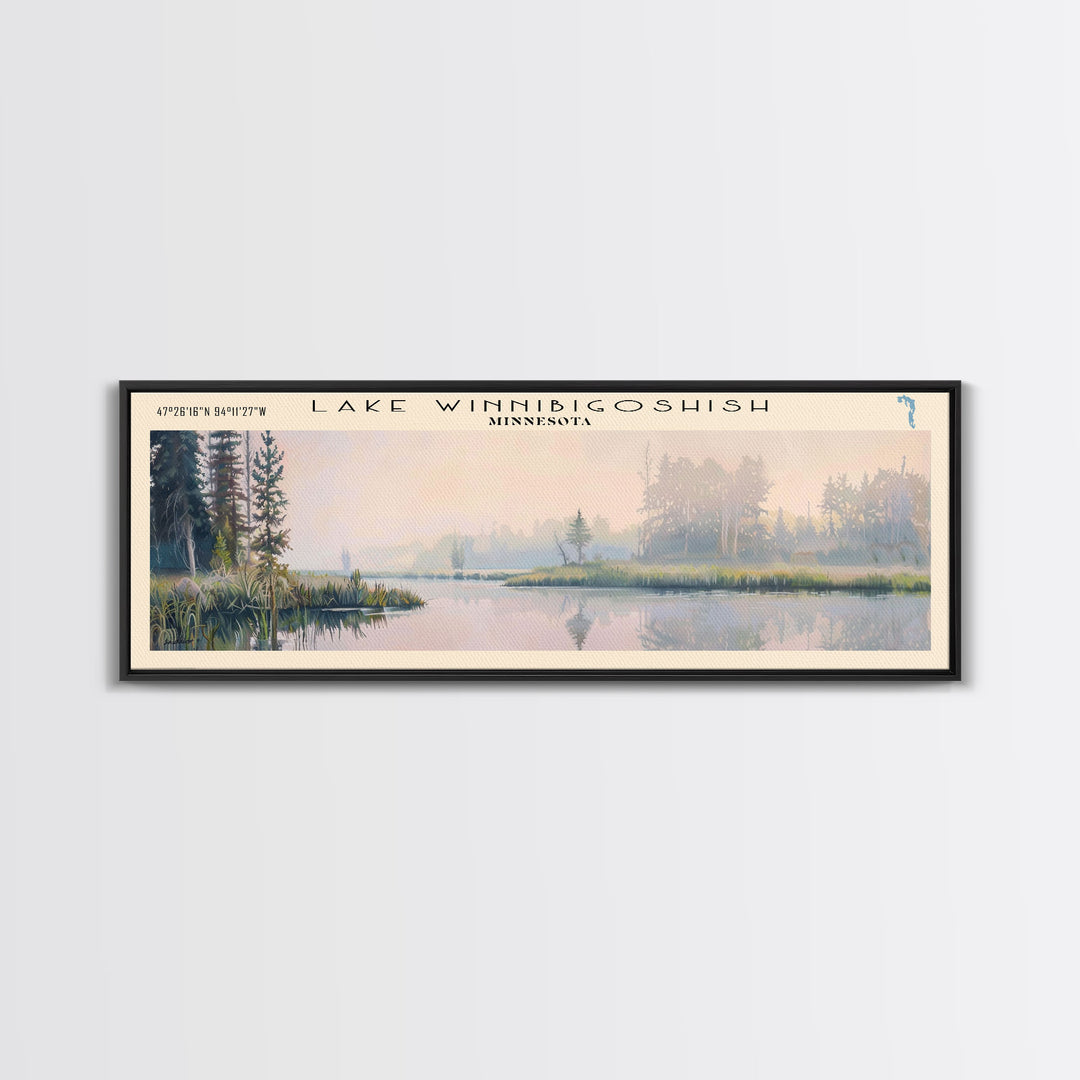 Winnipegosis Panoramic Wall Art, Framed Canvas Print, Lake House Decor, Travel Poster, Serene Landscape, Home Decor