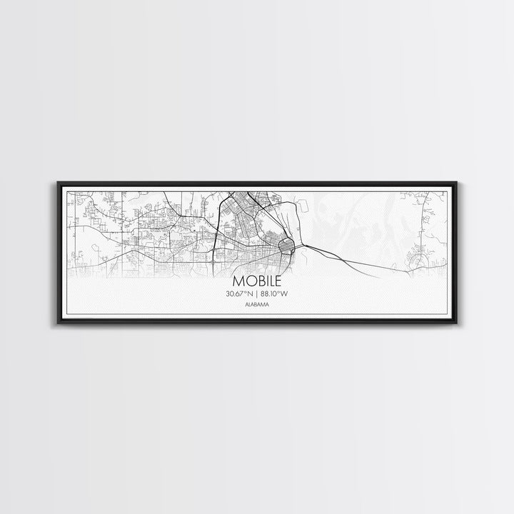 Panoramic Mobile City Map, Alabama Art, Map Print, Minimalist Wall Art, Canvas Art, Housewarming Gift, Street Map Art, Closing Gift