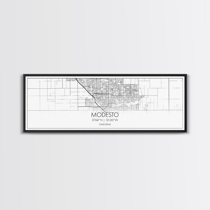 Panoramic Modesto City Map, California Art, Map Print, Minimalist Wall Art, Canvas Art, Housewarming Gift, Street Map Art, Closing Gift