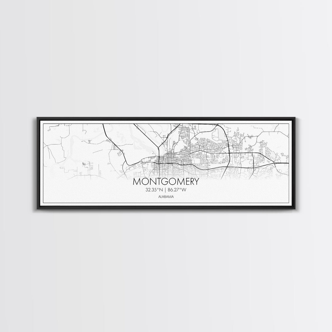 Panoramic Montgomery City Map, Alabama Art, Map Print, Minimalist Wall Art, Canvas Art, Housewarming Gift, Street Map Art, Closing Gift