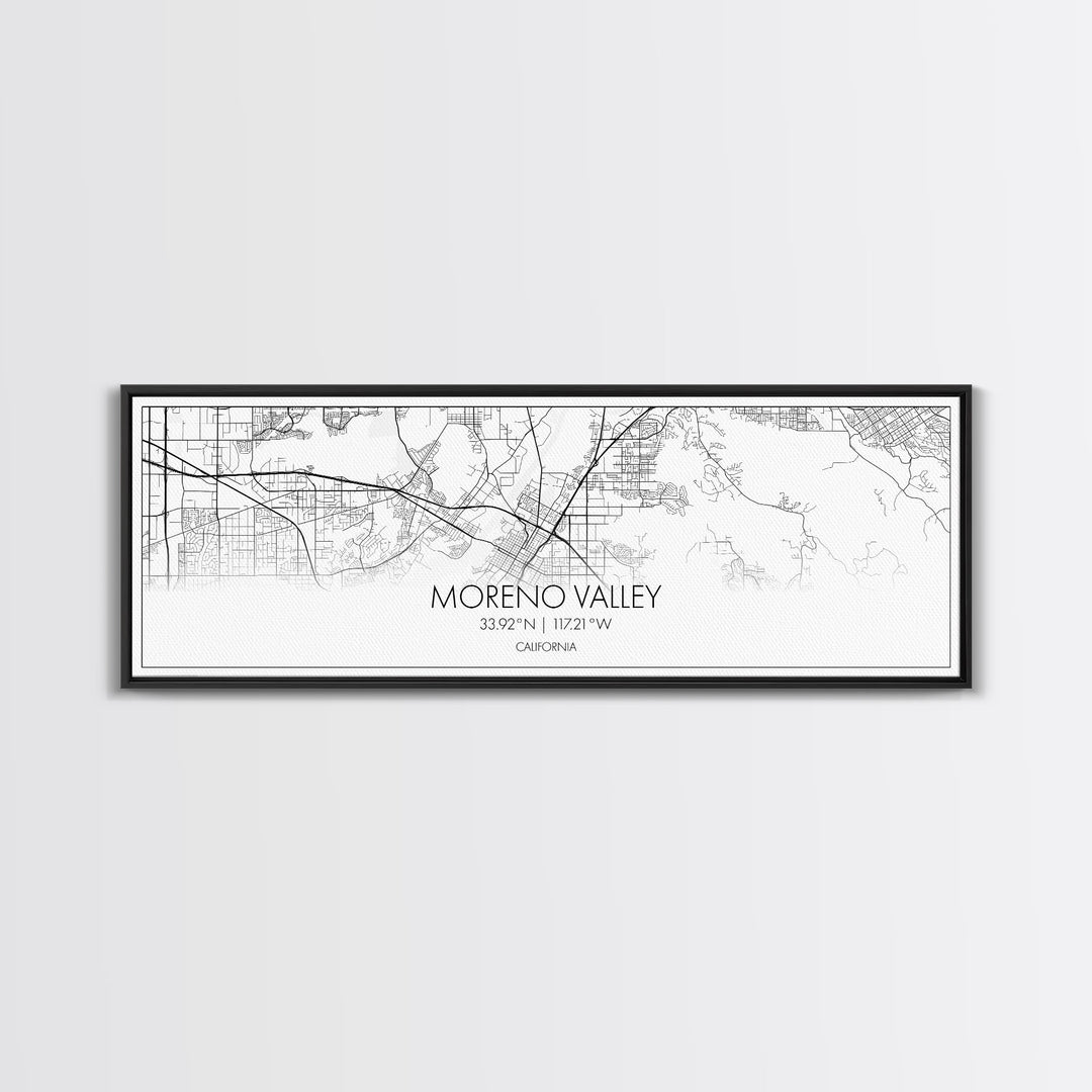 Panoramic Moreno Valley City Map, California Art, Map Print, Minimalist Wall Art, Canvas Art, Housewarming Gift, Street Map, Closing Gift