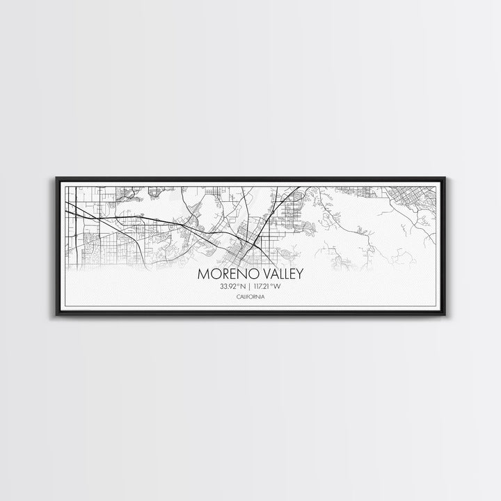 Panoramic Moreno Valley City Map, California Art, Map Print, Minimalist Wall Art, Canvas Art, Housewarming Gift, Street Map, Closing Gift