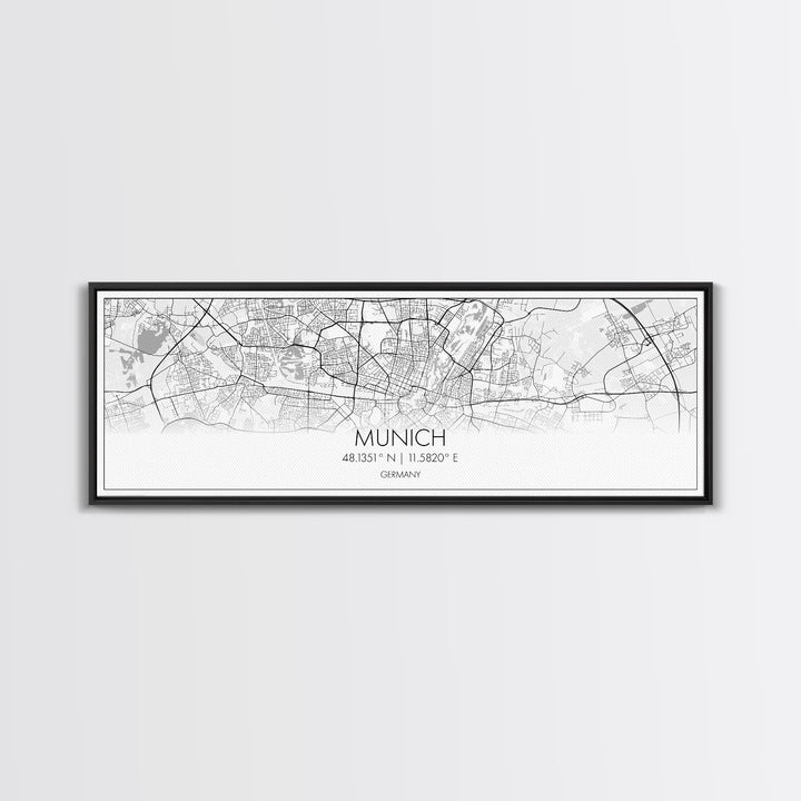 Panoramic Munich City Map, Germany Art, Map Print, Minimalist Wall Art, Canvas Art, Housewarming Gift, Street Map Art, Closing Gift