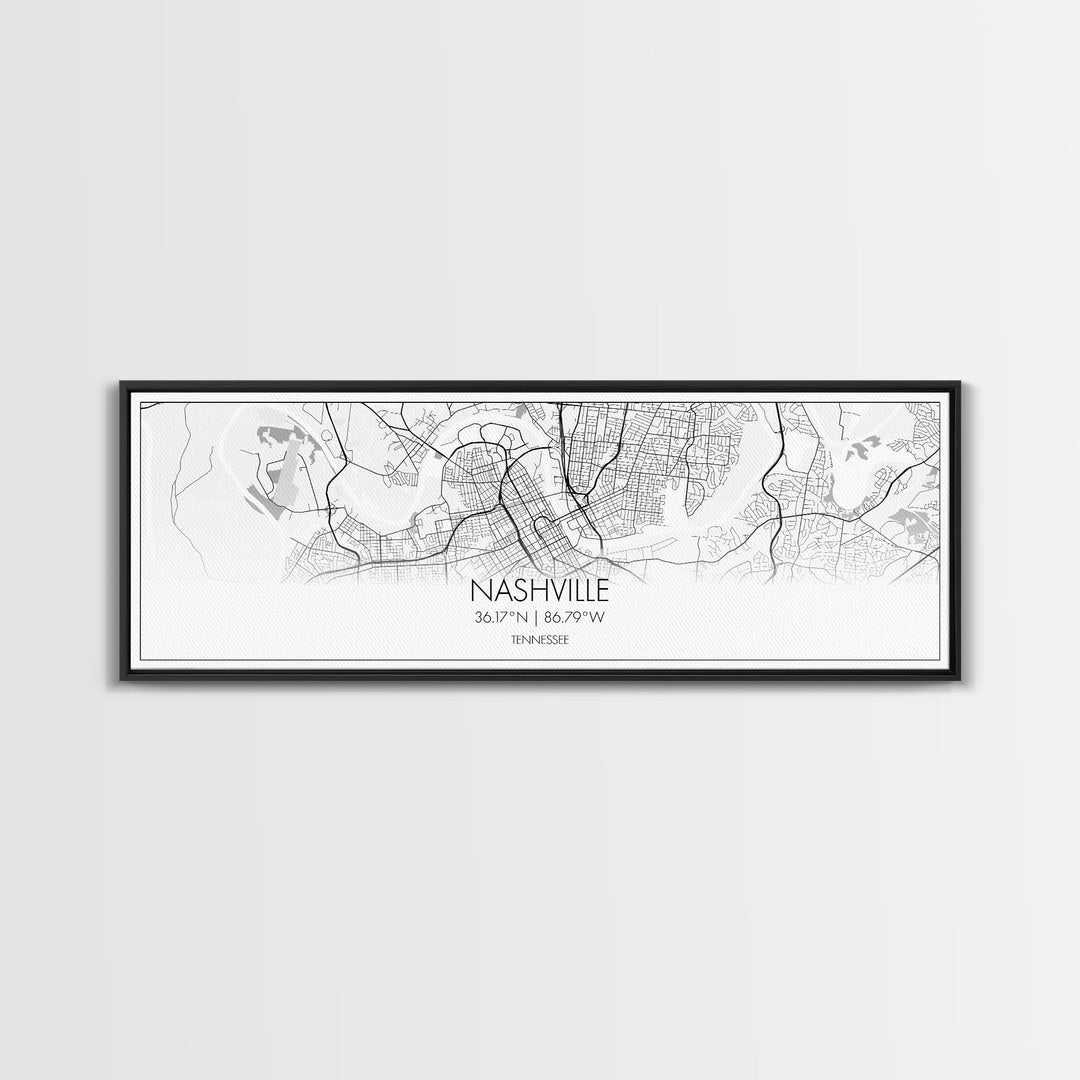 Panoramic Nashville City Map, Tennessee Art, Map Print, Minimalist Wall Art, Canvas Art, Housewarming Gift, Street Map Art, Closing Gift