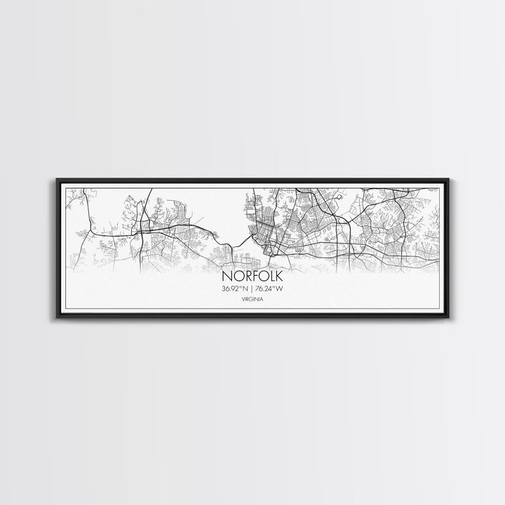 Panoramic Norfolk City Map, Virginia Art, Map Print, Minimalist Wall Art, Canvas Art, Housewarming Gift, Street Map Art, Closing Gift