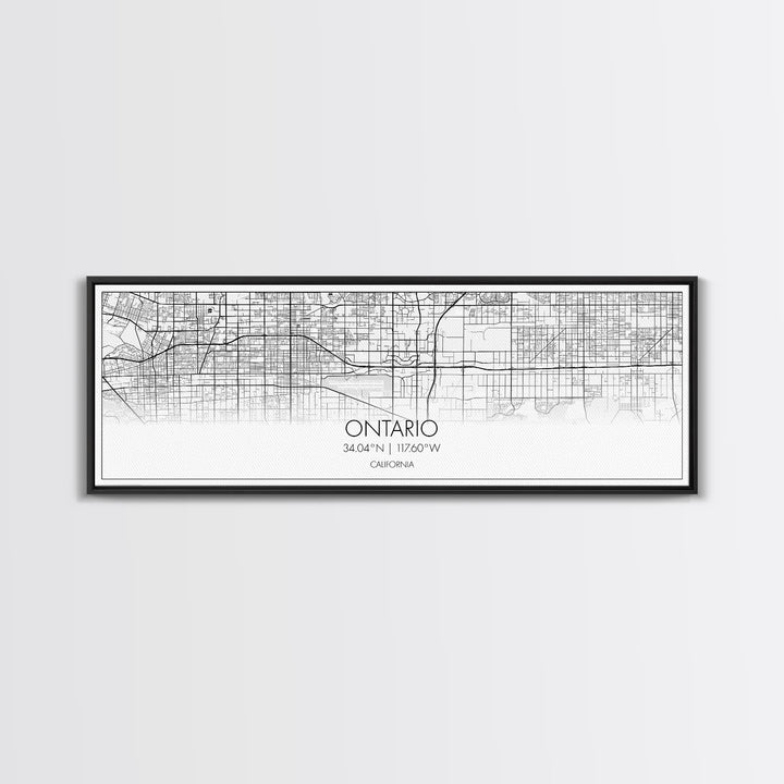 Panoramic Ontario City Map, California Art, Map Print, Minimalist Wall Art, Canvas Art, Housewarming Gift, Street Map Art, Closing Gift