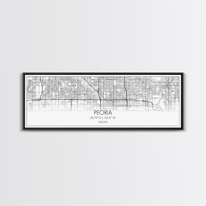 Panoramic Peoria City Map, Arizona Art, Map Print, Minimalist Wall Art, Canvas Art, Housewarming Gift, Street Map Art, Closing Gift