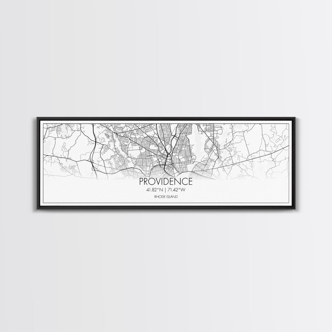 Panoramic Providence City Map, Rhode Island Art, Map Print, Minimalist Wall Art, Canvas Art, Housewarming Gift, Street Map Art, Closing Gift