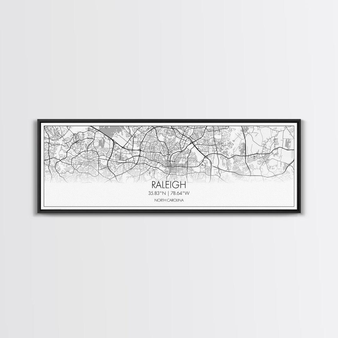 Panoramic Raleigh City Map, North Carolina Art, Map Print, Minimalist Wall Art, Canvas Art, Housewarming Gift, Street Map Art, Closing Gift