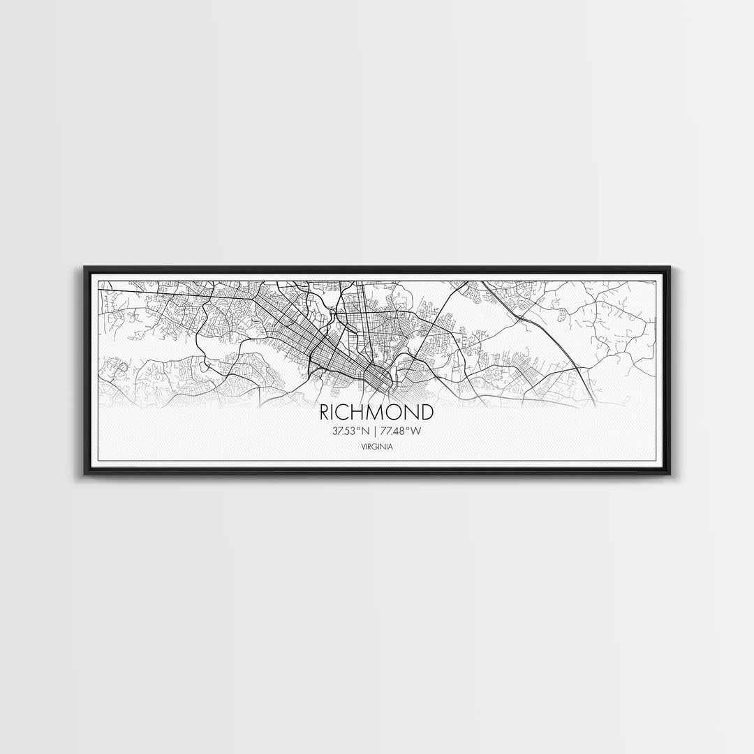 Panoramic Richmond City Map, Virginia Art, Map Print, Minimalist Wall Art, Canvas Art, Housewarming Gift, Street Map Art, Closing Gift