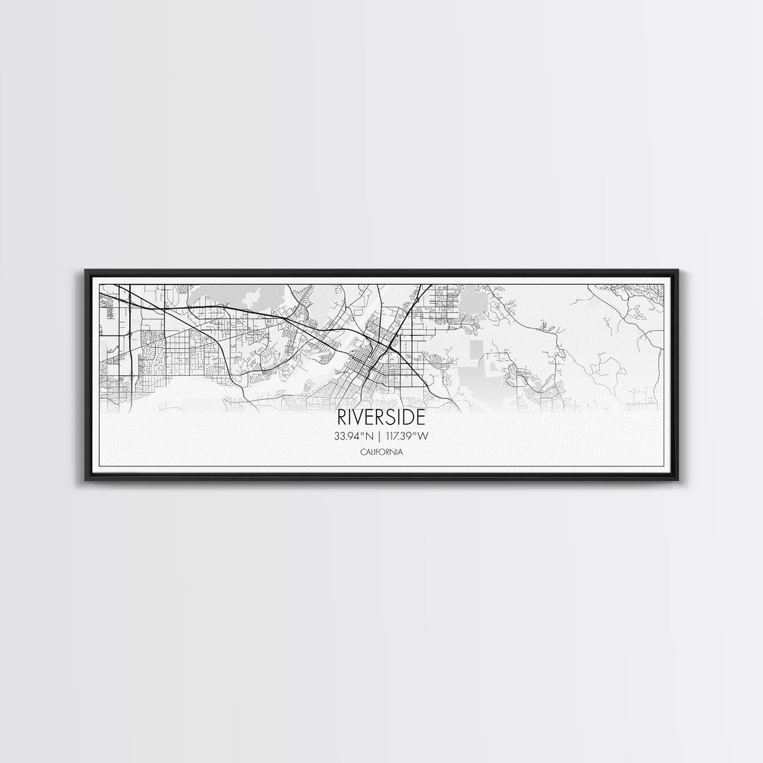 Panoramic Riverside City Map, California Art, Map Print, Minimalist Wall Art, Canvas Art, Housewarming Gift, Street Map Art, Closing Gift