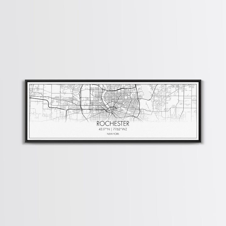 Panoramic Rochester City Map, New York Art, Map Print, Minimalist Wall Art, Canvas Art, Housewarming Gift, Street Map Art, Closing Gift