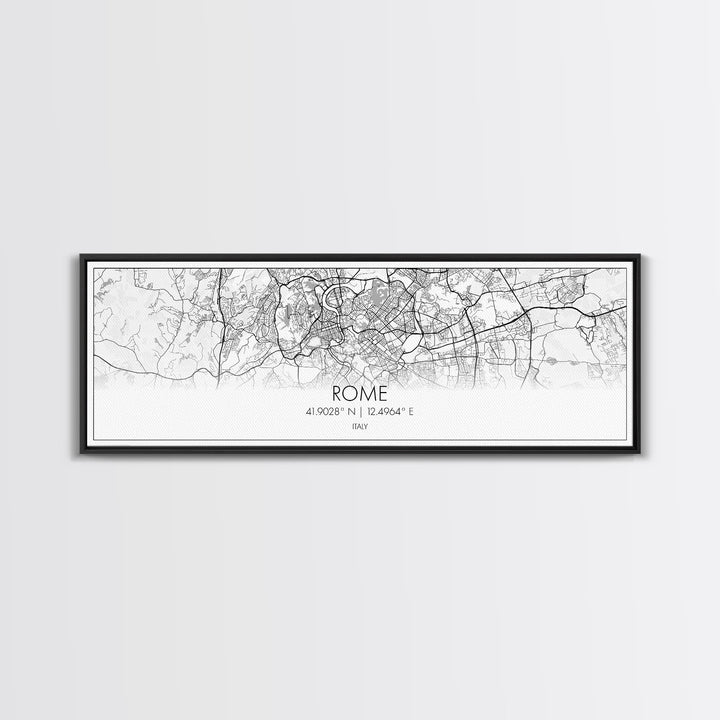 Panoramic Rome City Map, Italy Art, Map Print, Minimalist Wall Art, Canvas Art, Housewarming Gift, Street Map Art, Closing Gift