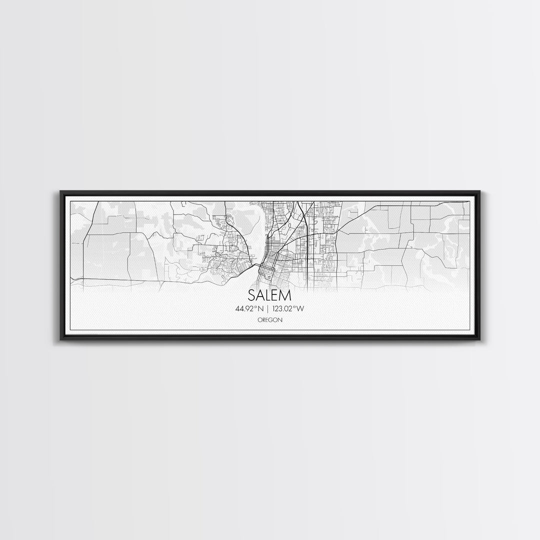 Panoramic Salem City Map, Oregon Art, Map Print, Minimalist Wall Art, Canvas Art, Housewarming Gift, Street Map Art, Closing Gift