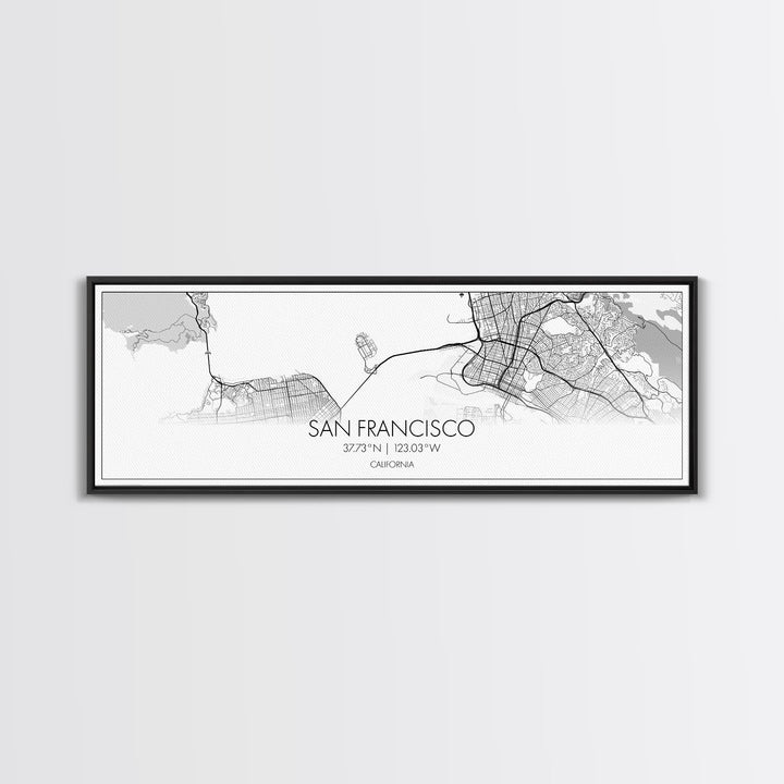 Panoramic San Francisco City Map, California Art, Map Print, Minimalist Wall Art, Canvas Art, Housewarming Gift, Street Map, Closing Gift