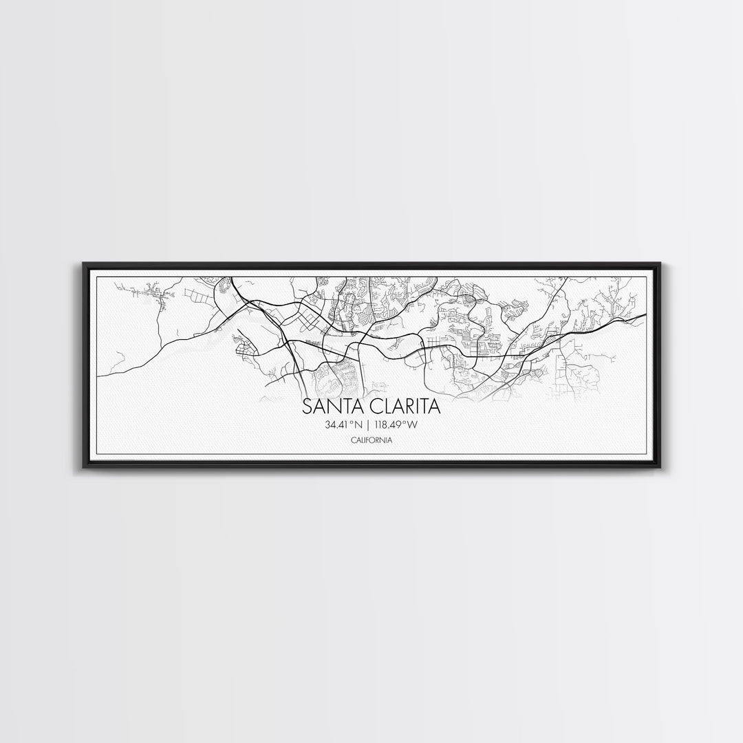 Panoramic Santa Clarita City Map, California Art, Map Print, Minimalist Wall Art, Canvas Art, Housewarming Gift, Street Map, Closing Gift