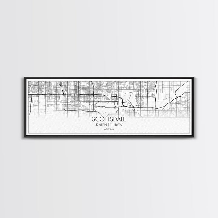 Panoramic Scottsdale City Map, Arizona Art, Map Print, Minimalist Wall Art, Canvas Art, Housewarming Gift, Street Map Art, Closing Gift