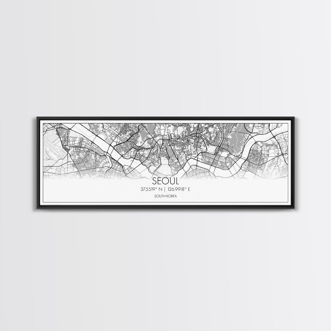 Panoramic Seoul City Map, South Korea Art, Map Print, Minimalist Wall Art, Canvas Art, Housewarming Gift, Street Map Art, Closing Gift