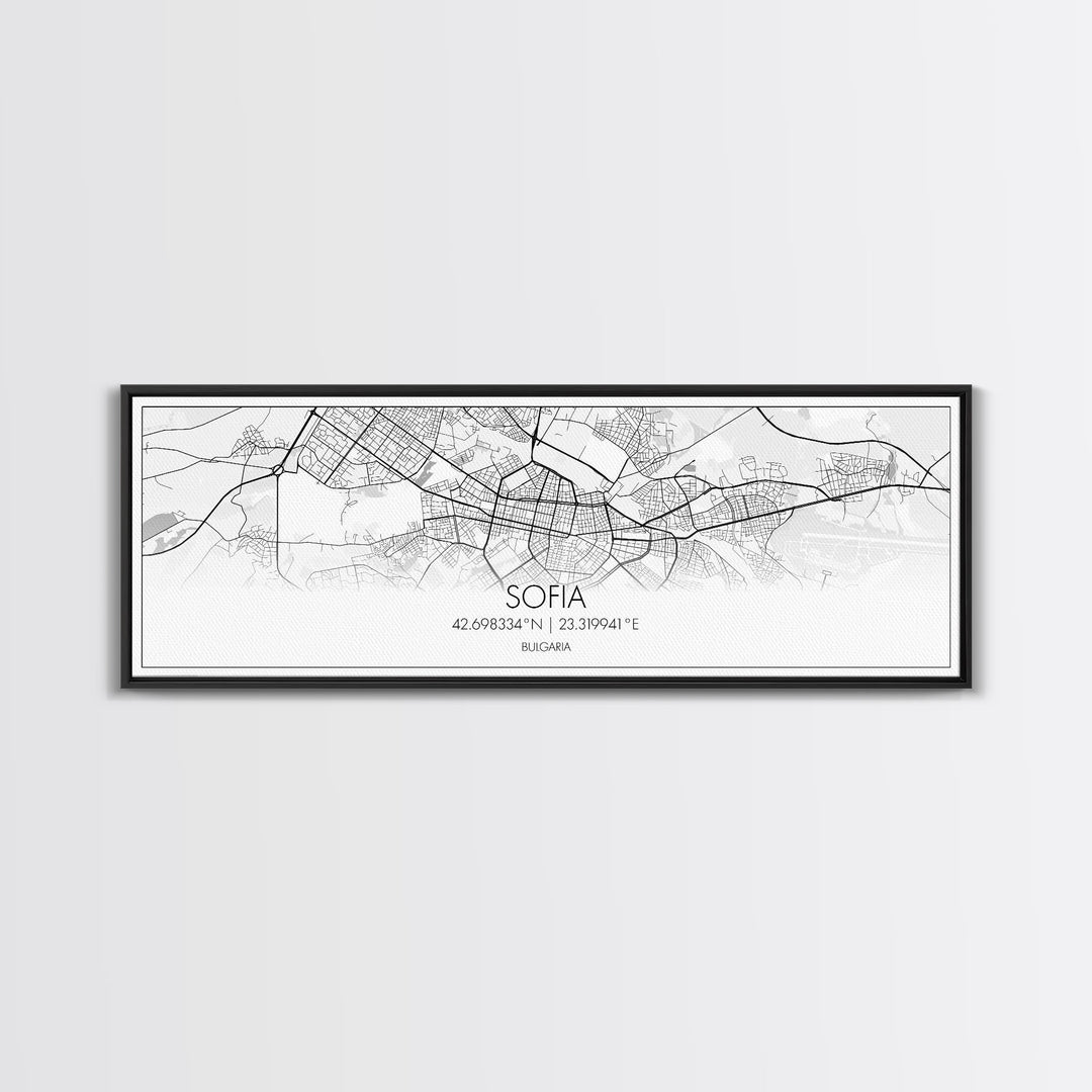 Panoramic Sofia City Map, Bulgaria Art, Map Print, Minimalist Wall Art, Canvas Art, Housewarming Gift, Street Map Art, Closing Gift