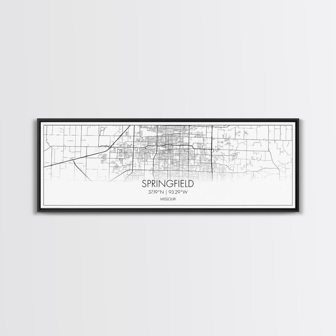 Panoramic Springfield City Map, Missouri Art, Map Print, Minimalist Wall Art, Canvas Art, Housewarming Gift, Street Map Art, Closing Gift