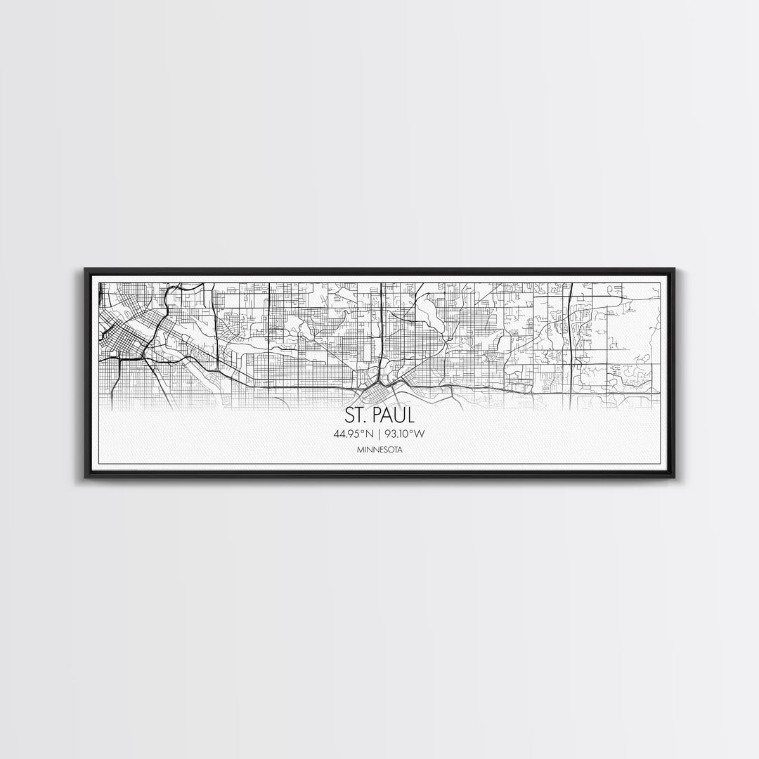 Panoramic St Paul City Map, Minnesota Art, Map Print, Minimalist Wall Art, Canvas Art, Housewarming Gift, Street Map Art, Closing Gift