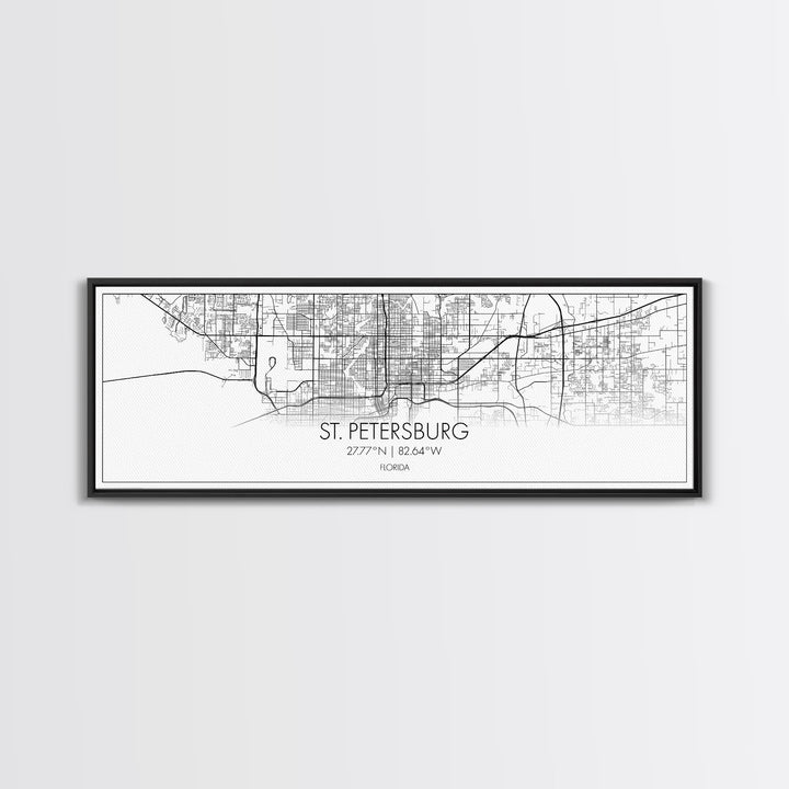 Panoramic St Petersburg City Map, Florida Art, Map Print, Minimalist Wall Art, Canvas Art, Housewarming Gift, Street Map Art, Closing Gift