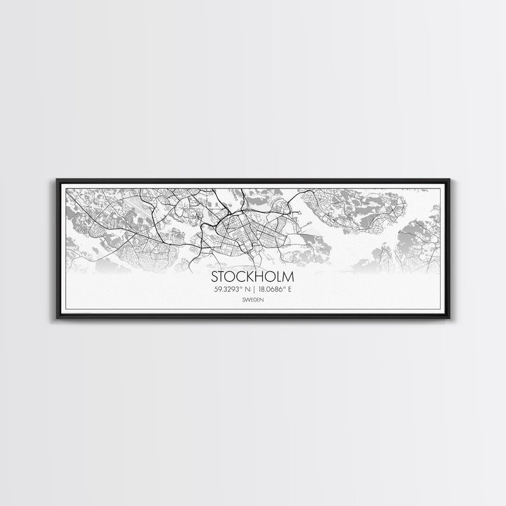 Panoramic Stockholm City Map, Sweden Art, Map Print, Minimalist Wall Art, Canvas Art, Housewarming Gift, Street Map Art, Closing Gift