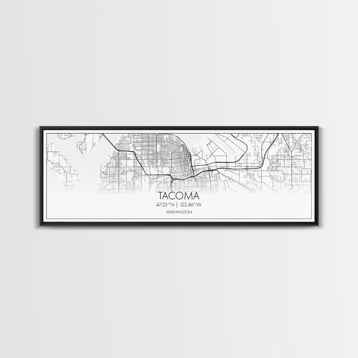 Panoramic Tacoma City Map, Washington Art, Map Print, Minimalist Wall Art, Canvas Art, Housewarming Gift, Street Map Art, Closing Gift