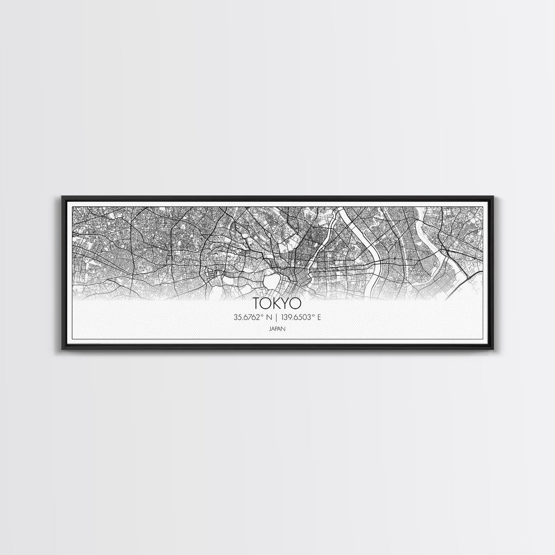 Panoramic Tokyo City Map, Japan Art, Map Print, Minimalist Wall Art, Canvas Art, Housewarming Gift, Street Map Art, Closing Gift